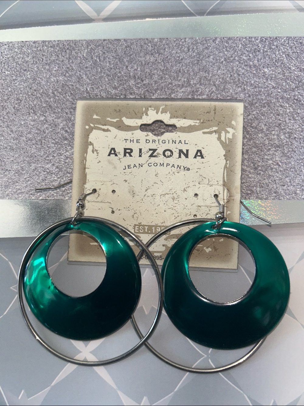 Arizona Jean Company Emerald Green Crescent Hoop Earrings